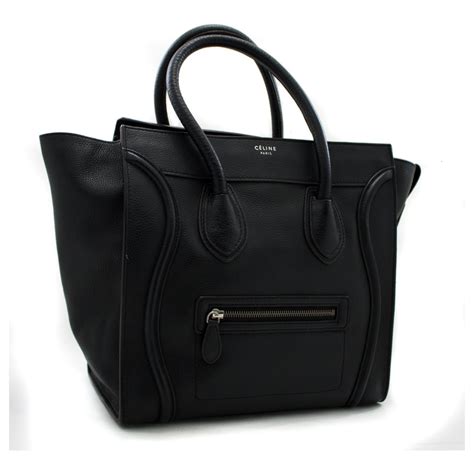 celine mini black leather shopper bag|Celine mini camera shoulder bag.